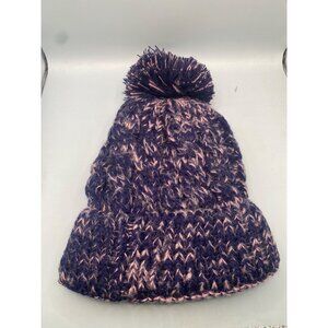 Angela & William Navy Cable Pom Beanie with Sherpa Lining One Size NWT